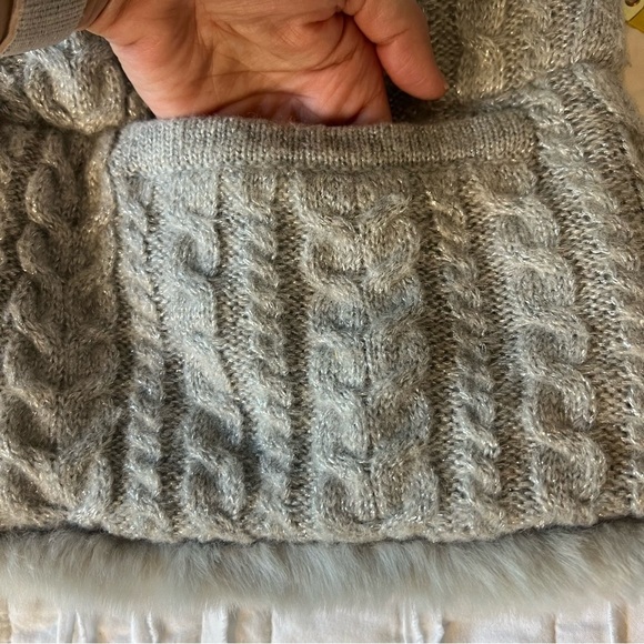 Talbots Wool Blend Cable knit Sweater Vest Faux Fur Metallic  Lining SZ SP - Picture 5 of 16
